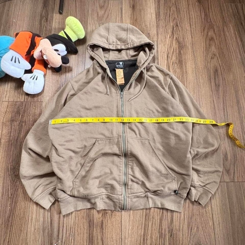 Earth Tone brown waffle knit zip up hoodie Size L (0112)